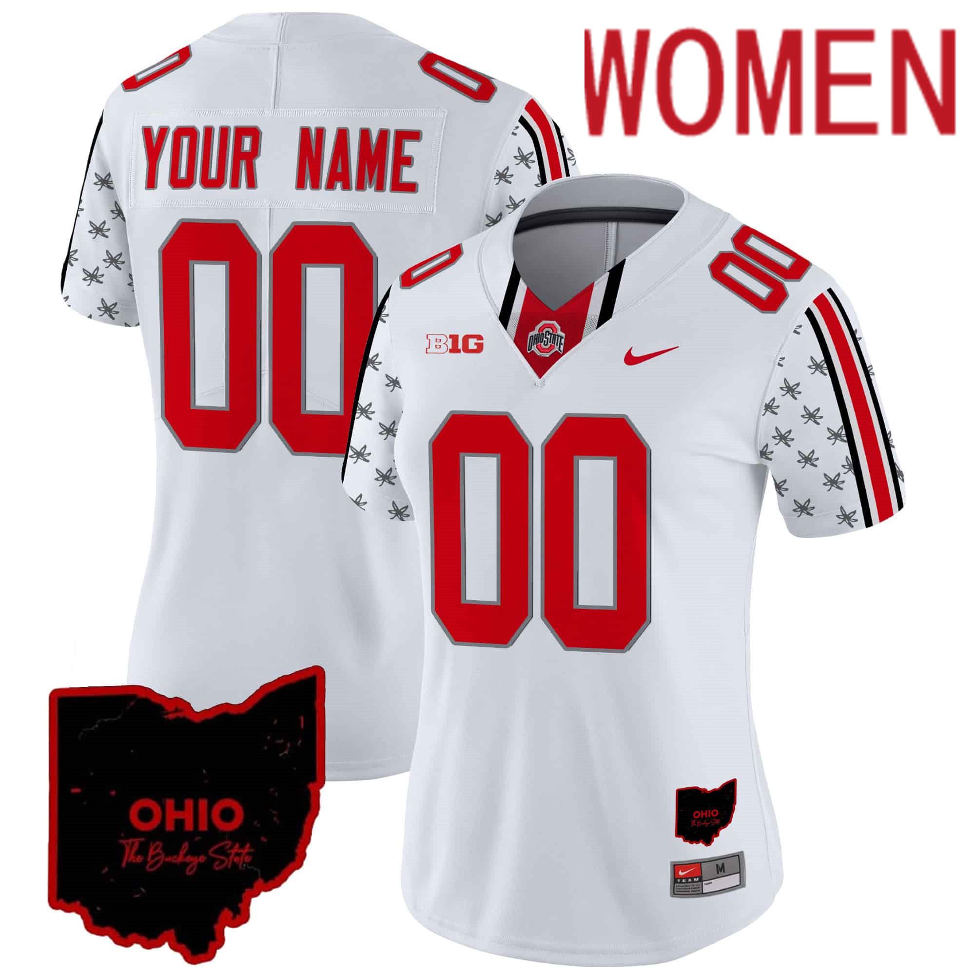 Women Ohio State Buckeyes White 2024 Nike Home Patch Vapor Limited Custom NCAA Jersey->customized nfl jersey->Custom Jersey